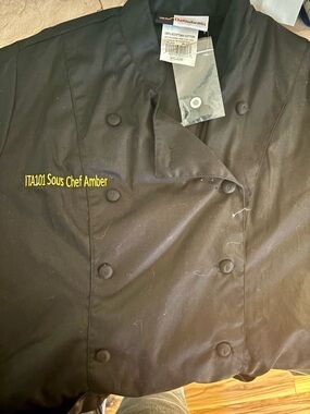 Black Double-Breasted Utility Chef Jacket - ITA101 Sous Chef Amber
